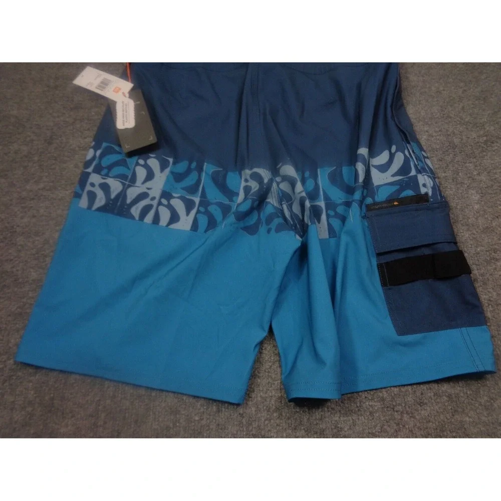 Quicksilver Shorts Mens 31 Blue Waterman Collection Boardshorts Zip Side Pockets